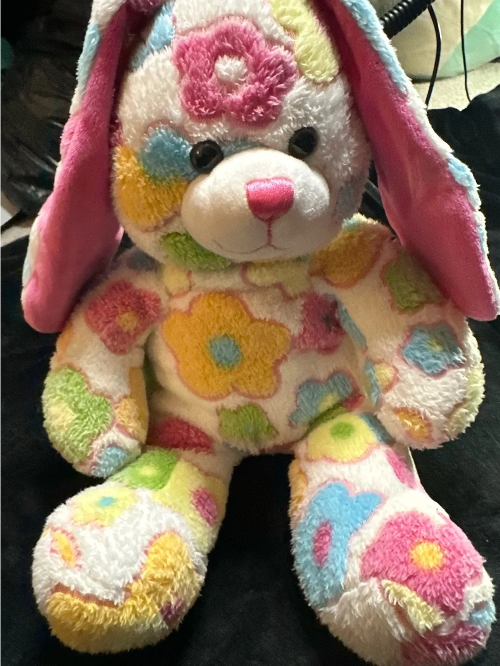 Build-A-Bear Floral Bunny Plush White Pink Easter Spring Stuffed Animal 16”